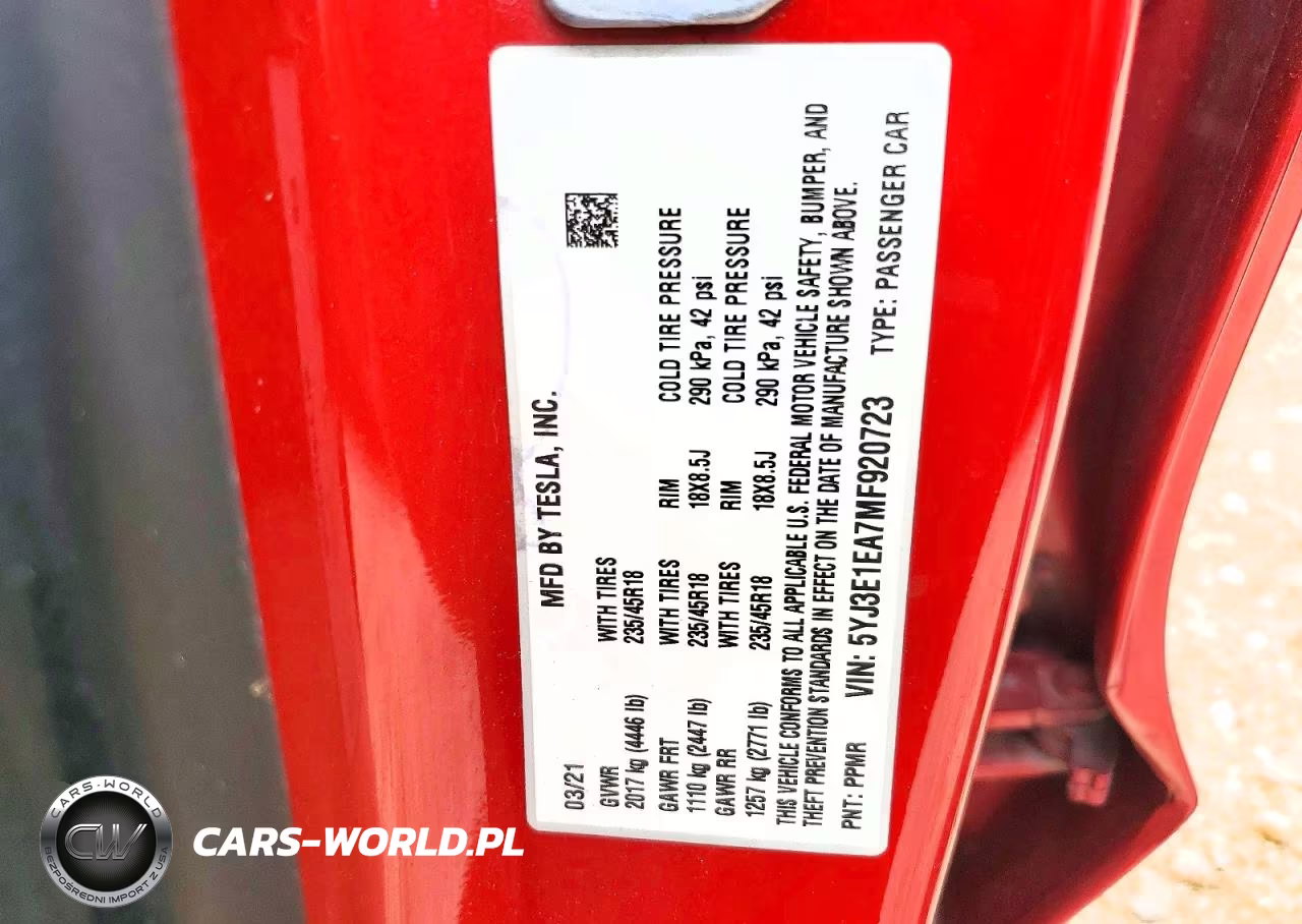 2021 Tesla Mdl 3 4D VIN:5YJ3E1EA7MF920723 - 12