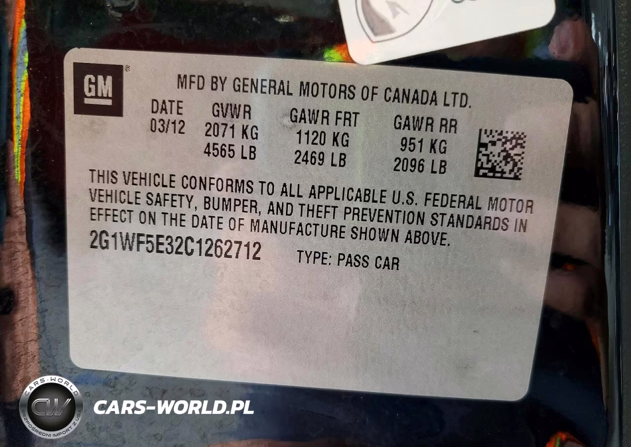 2012 Chevrolet Impala Ls VIN:2G1WF5E32C1262712 - 12