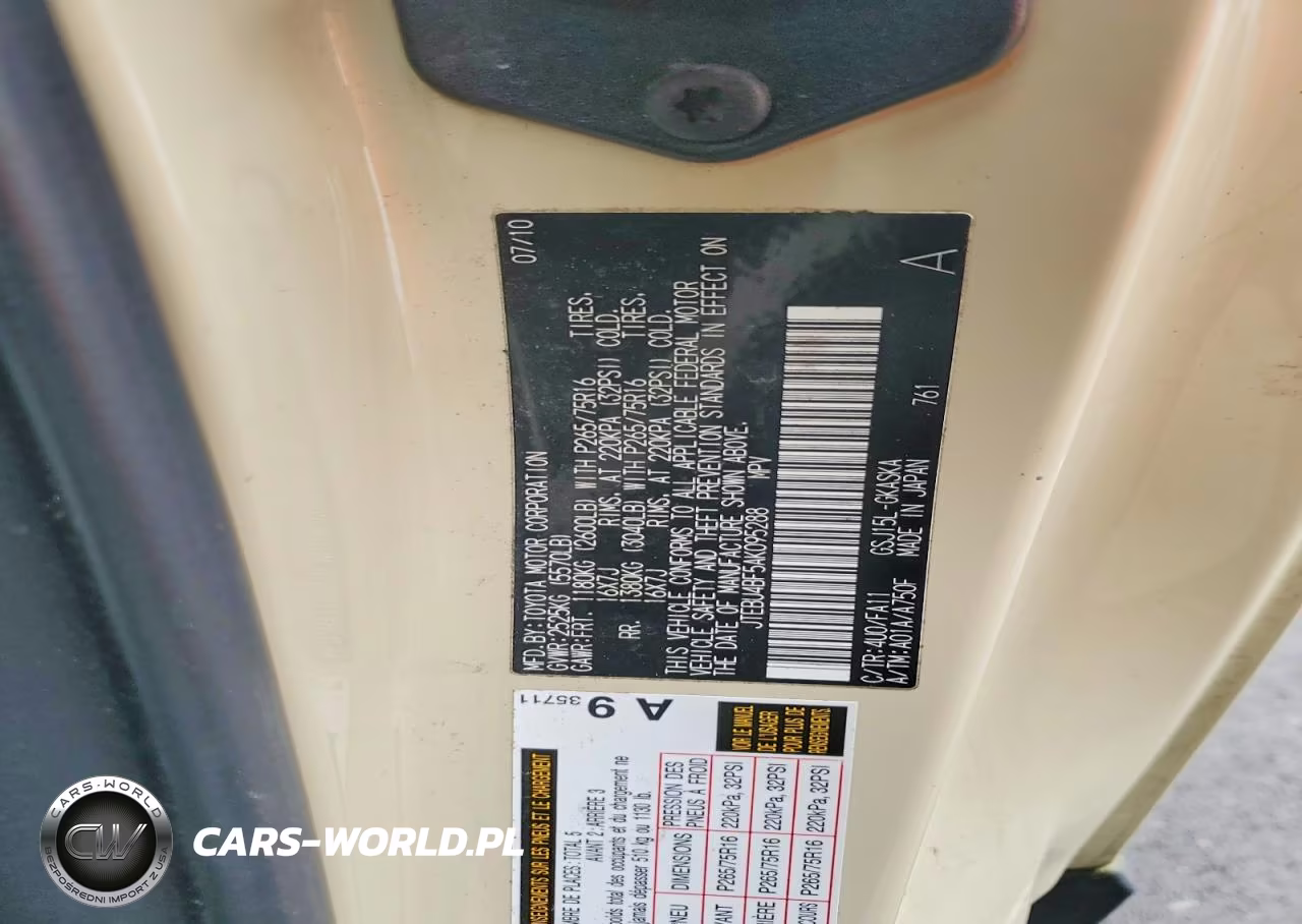 2010 Toyota Fj Cruiser Base VIN:JTEBU4BF5AK095288 - 12
