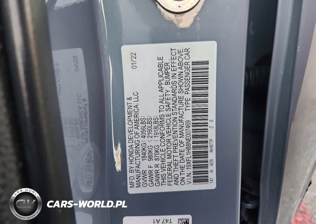 2022 Honda Civic Sport Touring VIN:19XFL1H88NE007469 - 12