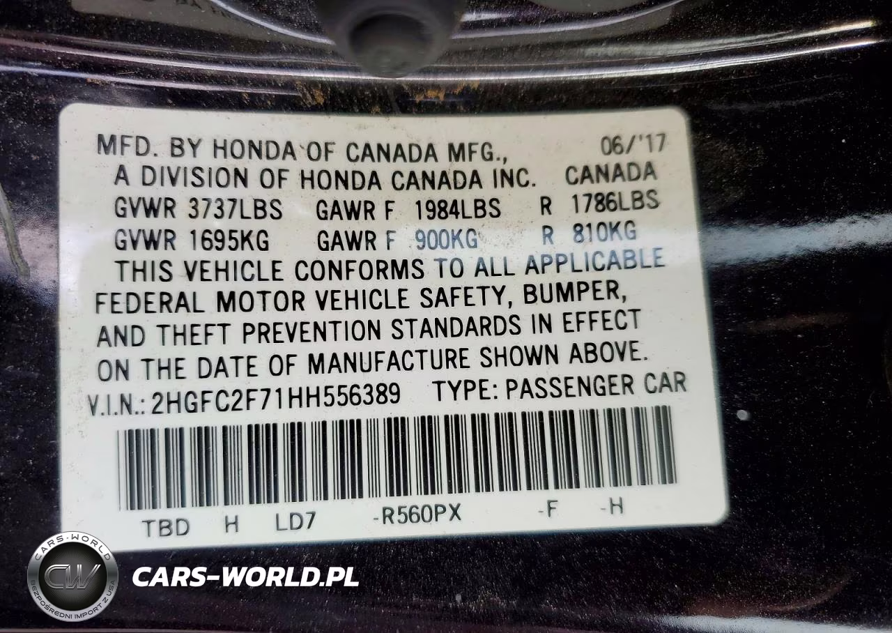 2017 Honda Civic Ex VIN:2HGFC2F71HH556389 - 13