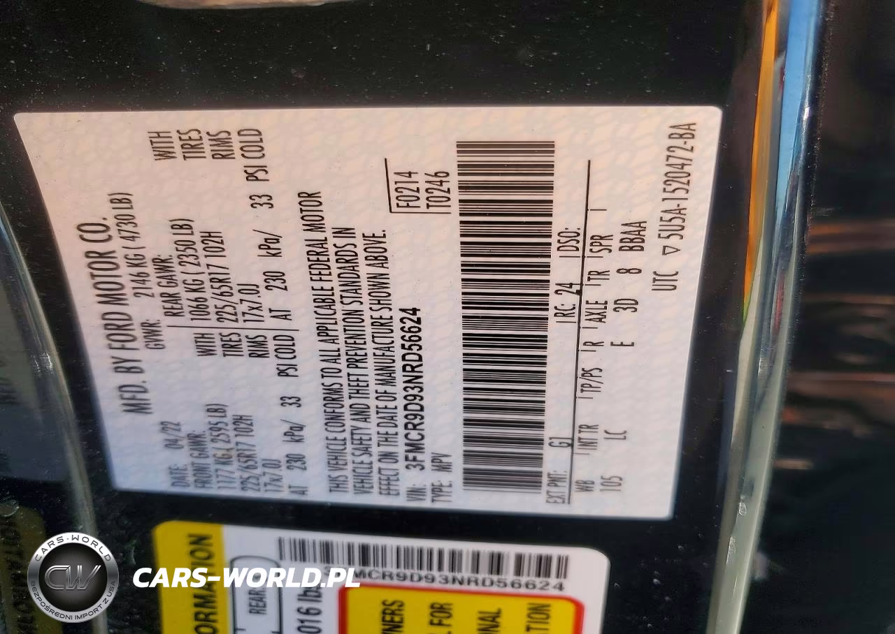 2022 Ford Bronco Sport Badlands VIN:3FMCR9D93NRD56624 - 13