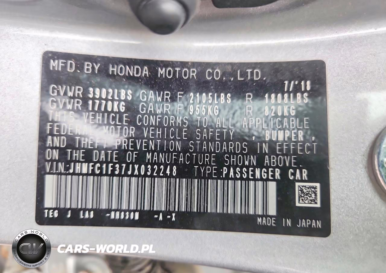 2018 Honda Civic Ex VIN:JHMFC1F37JX032248 - 12