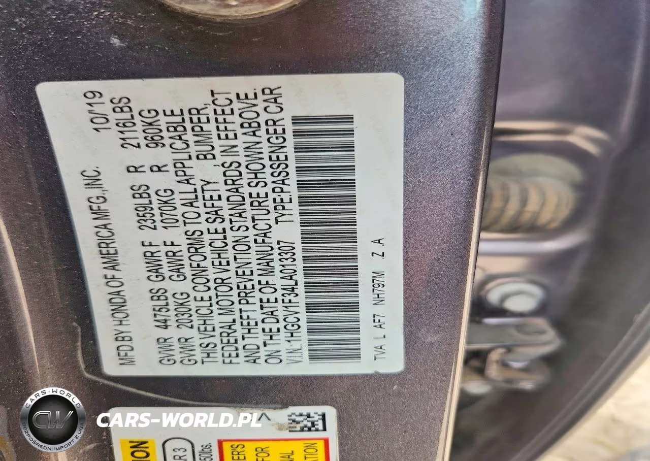 2020 Honda Accord Sport VIN:1HGCV1F34LA013307 - 12