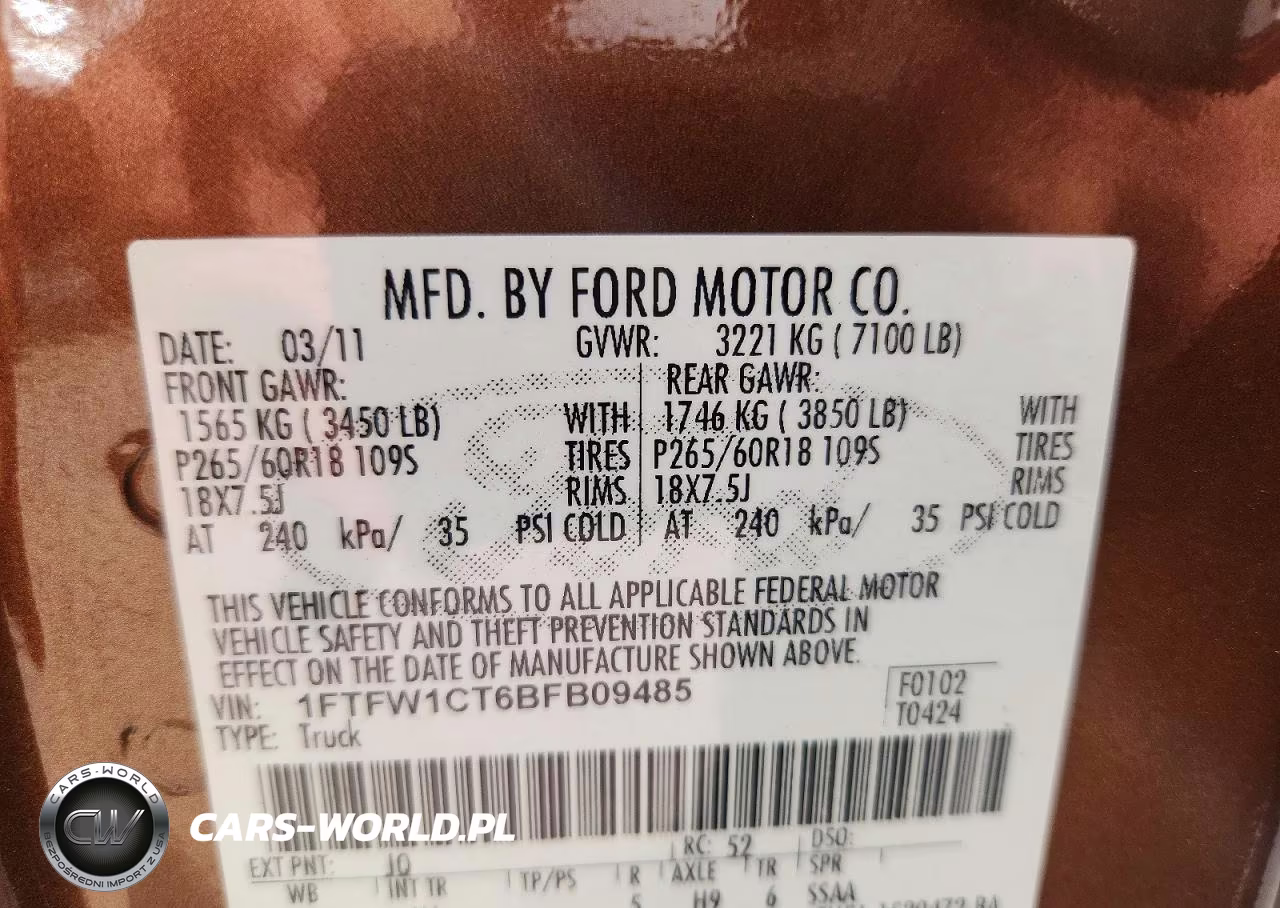 2011 Ford F150 Supercrew VIN:1FTFW1CT6BFB09485 - 13