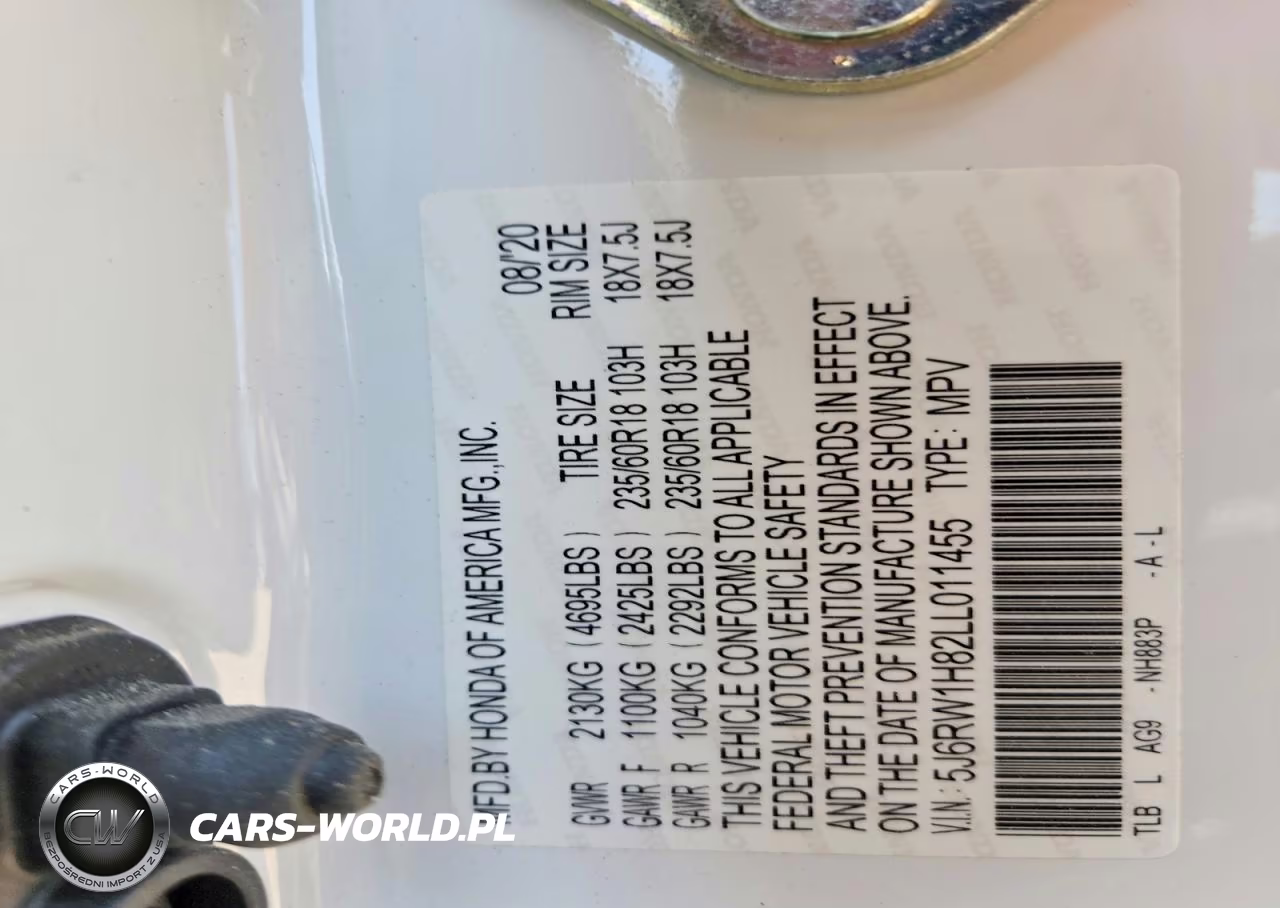 2020 Honda Cr-V Exl VIN:5J6RW1H82LL011455 - 13