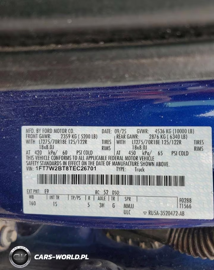2026 Ford F250 Super Duty VIN:1FT7W2BT8TEC26701 - 12