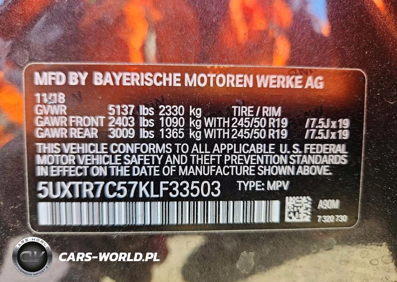 2019 BMW X3 Sdrive30I VIN:5UXTR7C57KLF33503 - 14
