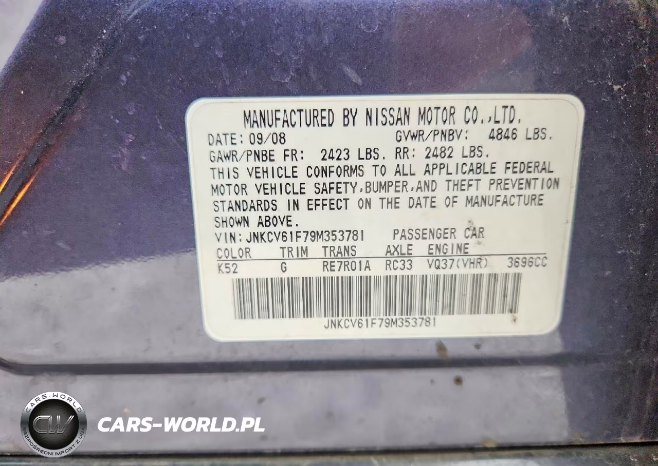 2009 Infiniti G37 Sedan X VIN:JNKCV61F79M353781 - 12
