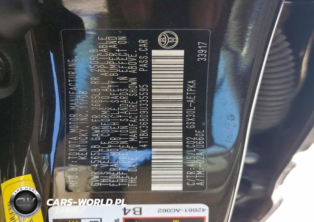 2009 Toyota Avalon Limited VIN:4T1BK36B09U335595 - 12
