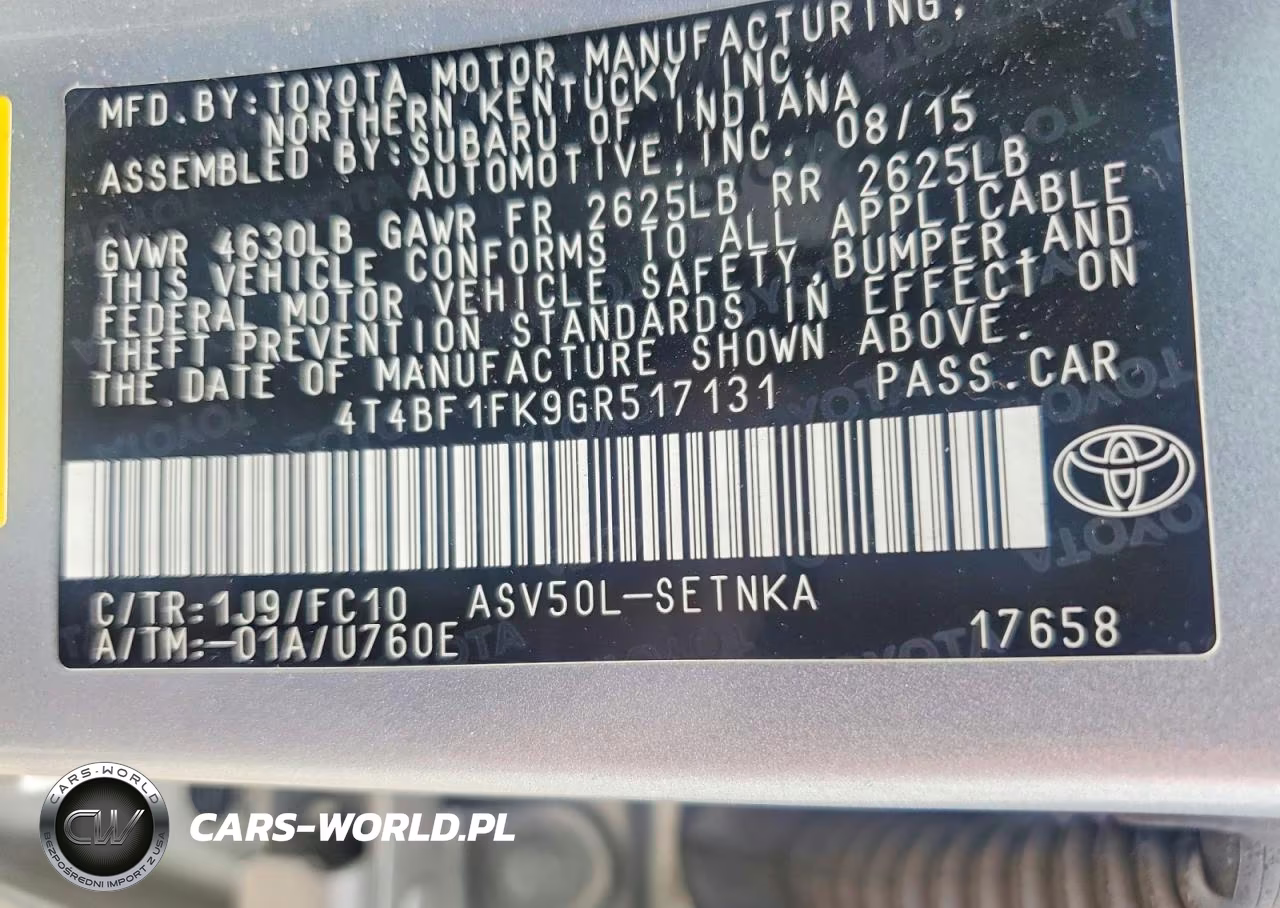 2016 Toyota Camry Le VIN:4T4BF1FK9GR517131 - 12