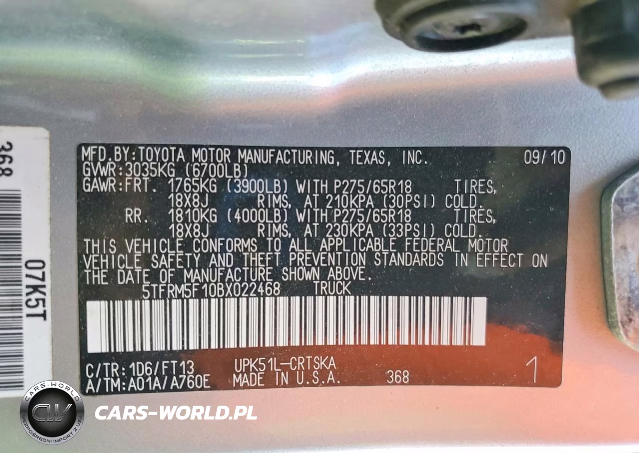 2011 Toyota Tundra Grade VIN:5TFRM5F10BX022468 - 12