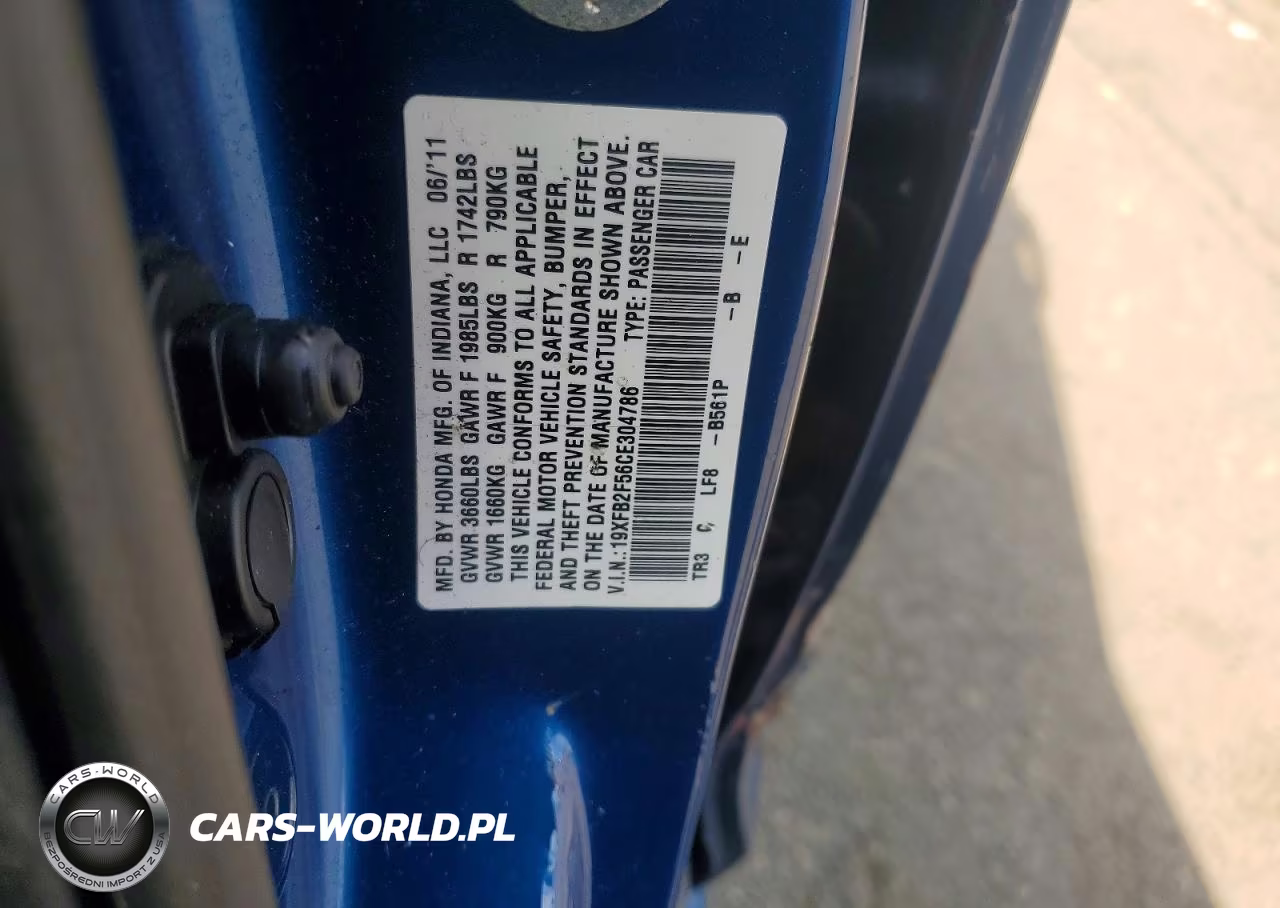 2012 Honda Civic Lx VIN:19XFB2F56CE304786 - 12