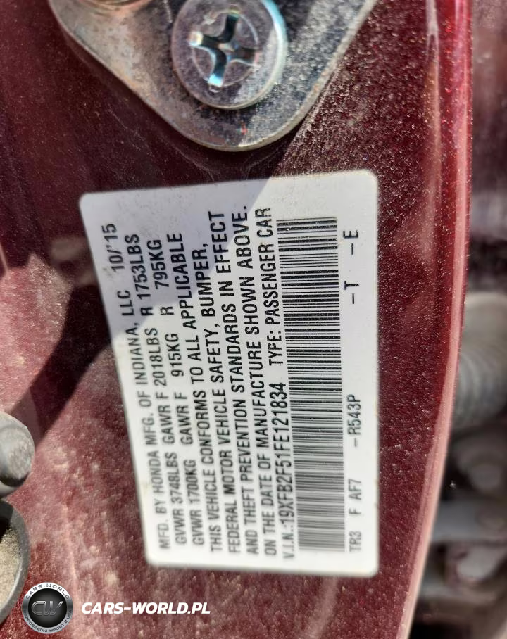 2015 Honda Civic Lx VIN:19XFB2F51FE121834 - 12