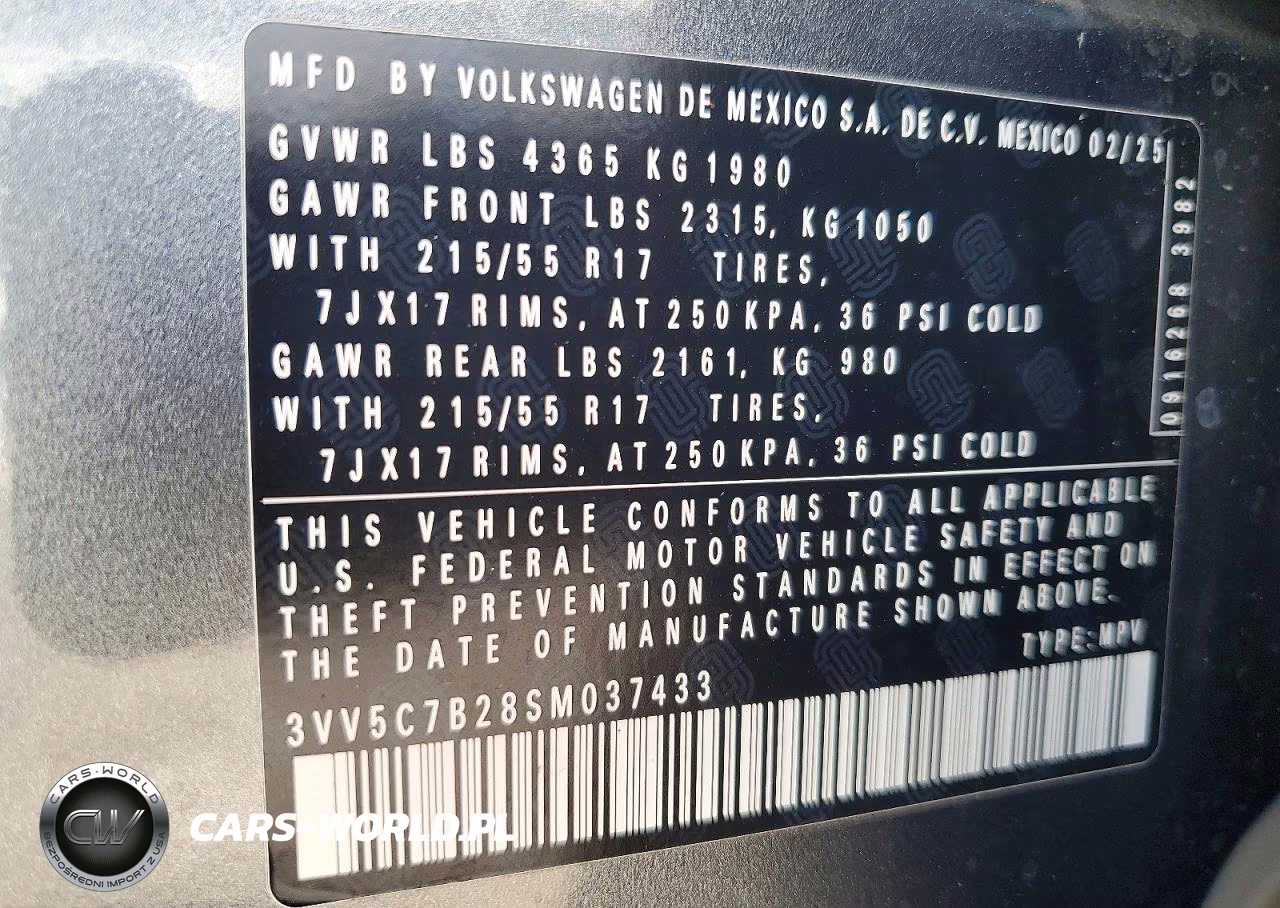 2025 Volkswagen Taos S VIN:3VV5C7B28SM037433 - 14