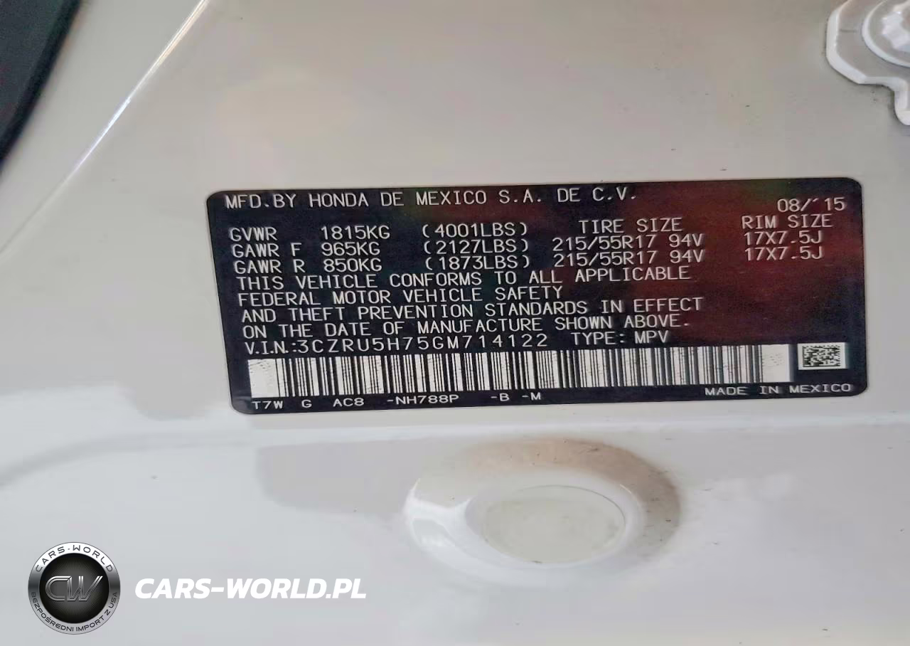 2016 Honda Hr-V Exl VIN:3CZRU5H75GM714122 - 12