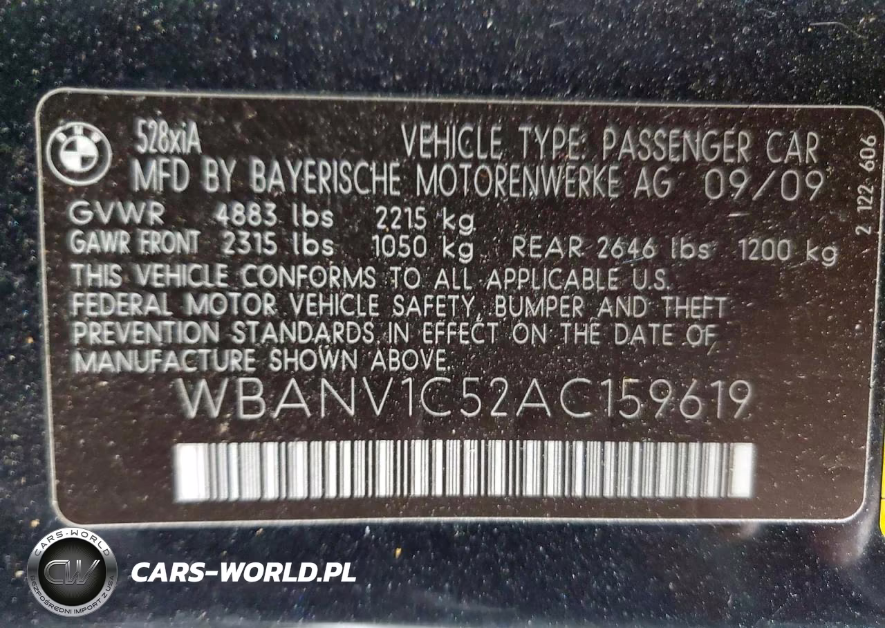 2010 BMW 528 Xi VIN:WBANV1C52AC159619 - 12