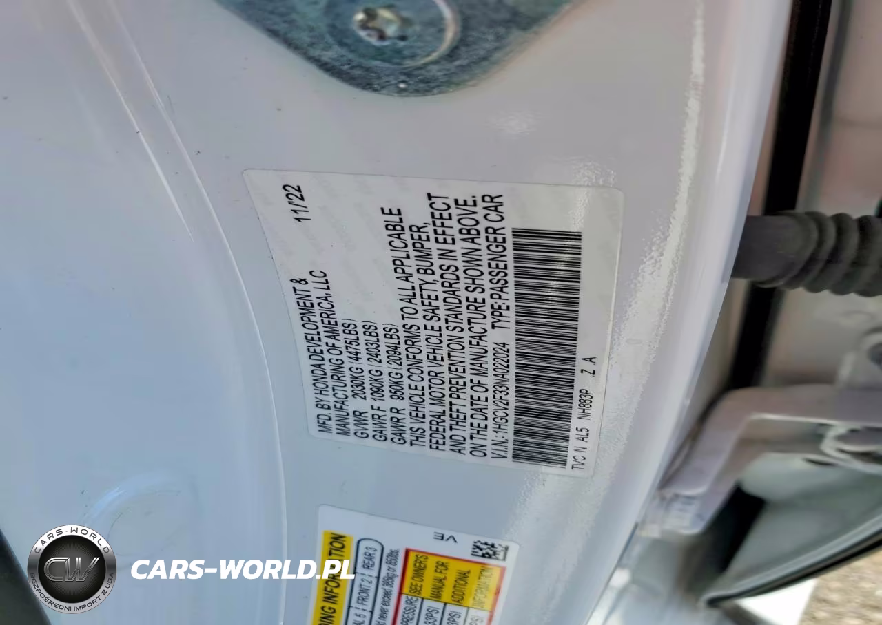 2022 Honda Accord Sport VIN:1HGCV2F33NA022024 - 12
