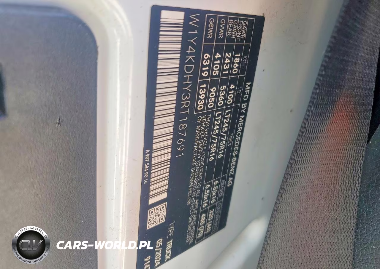2024 Mercedes-Benz Sprinter 2500 VIN:W1Y4KDHY3RT187691 - 12