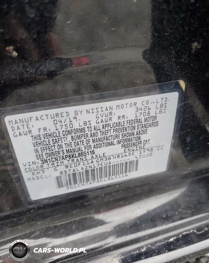 2019 Nissan Versa S Plus VIN:3N1CN7AP8KL865116 - 12
