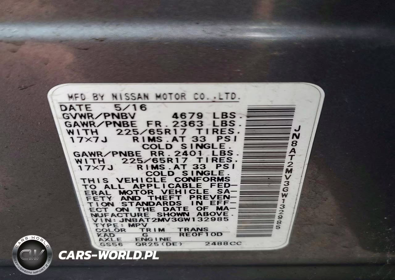 2016 Nissan Rogue Sv VIN:JN8AT2MV3GW132985 - 12