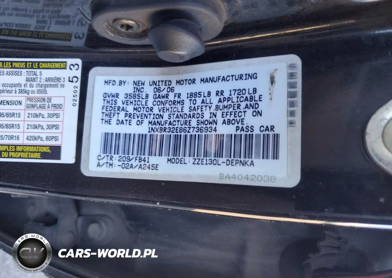 2006 Toyota Corolla Le VIN:1NXBR32E86Z736934 - 12