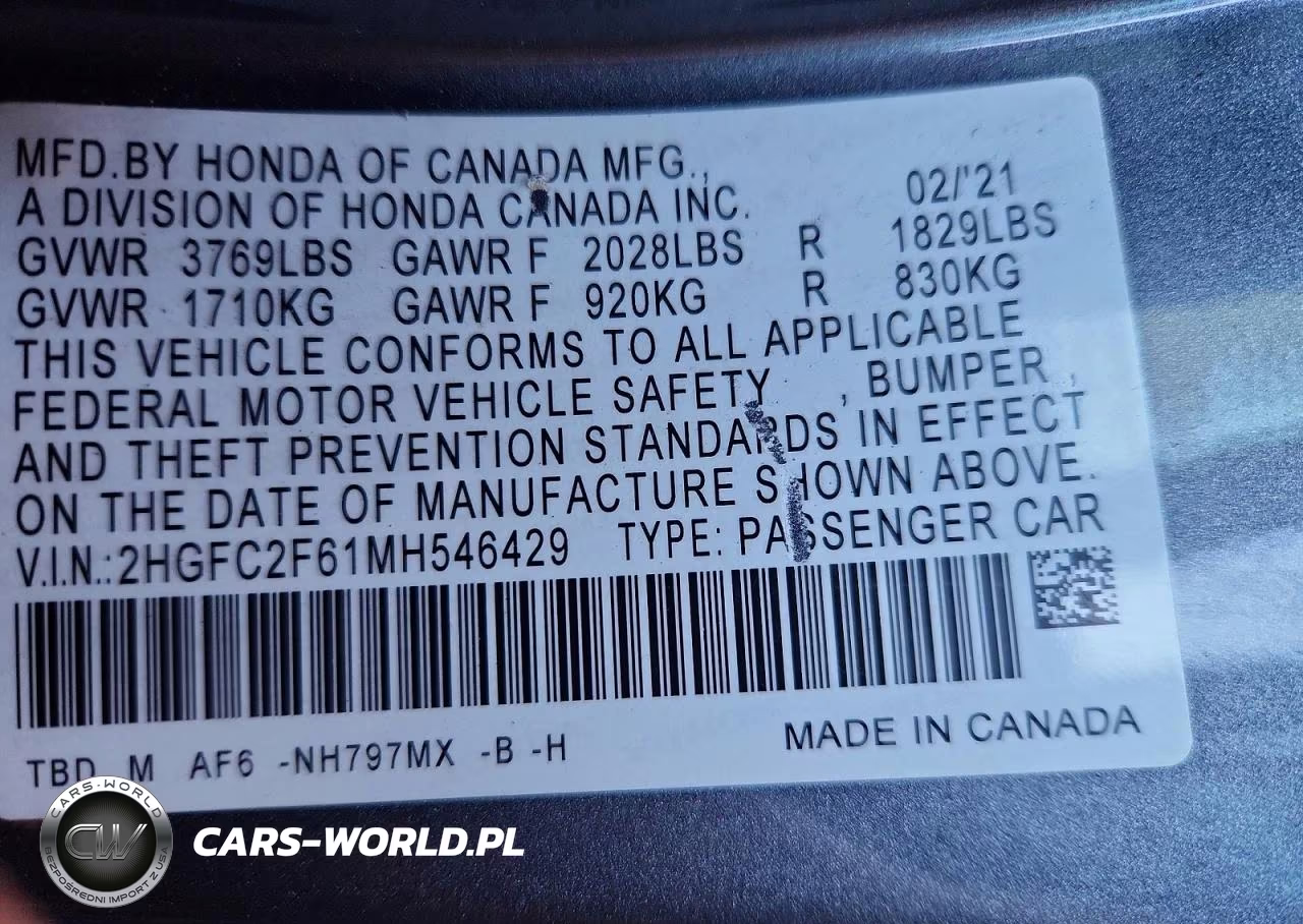 2021 Honda Civic Lx VIN:2HGFC2F61MH546429 - 13