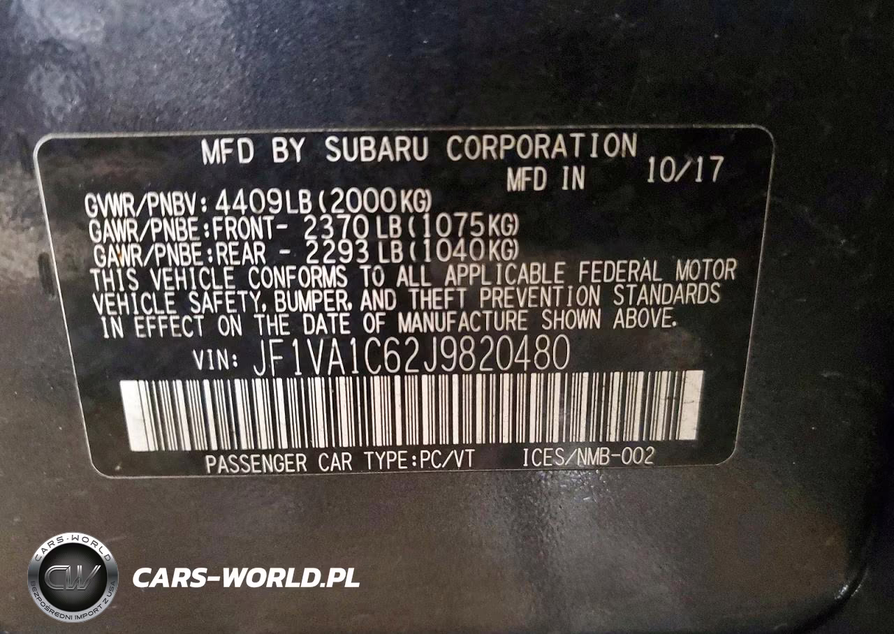 2018 Subaru Wrx Premium VIN:JF1VA1C62J9820480 - 12