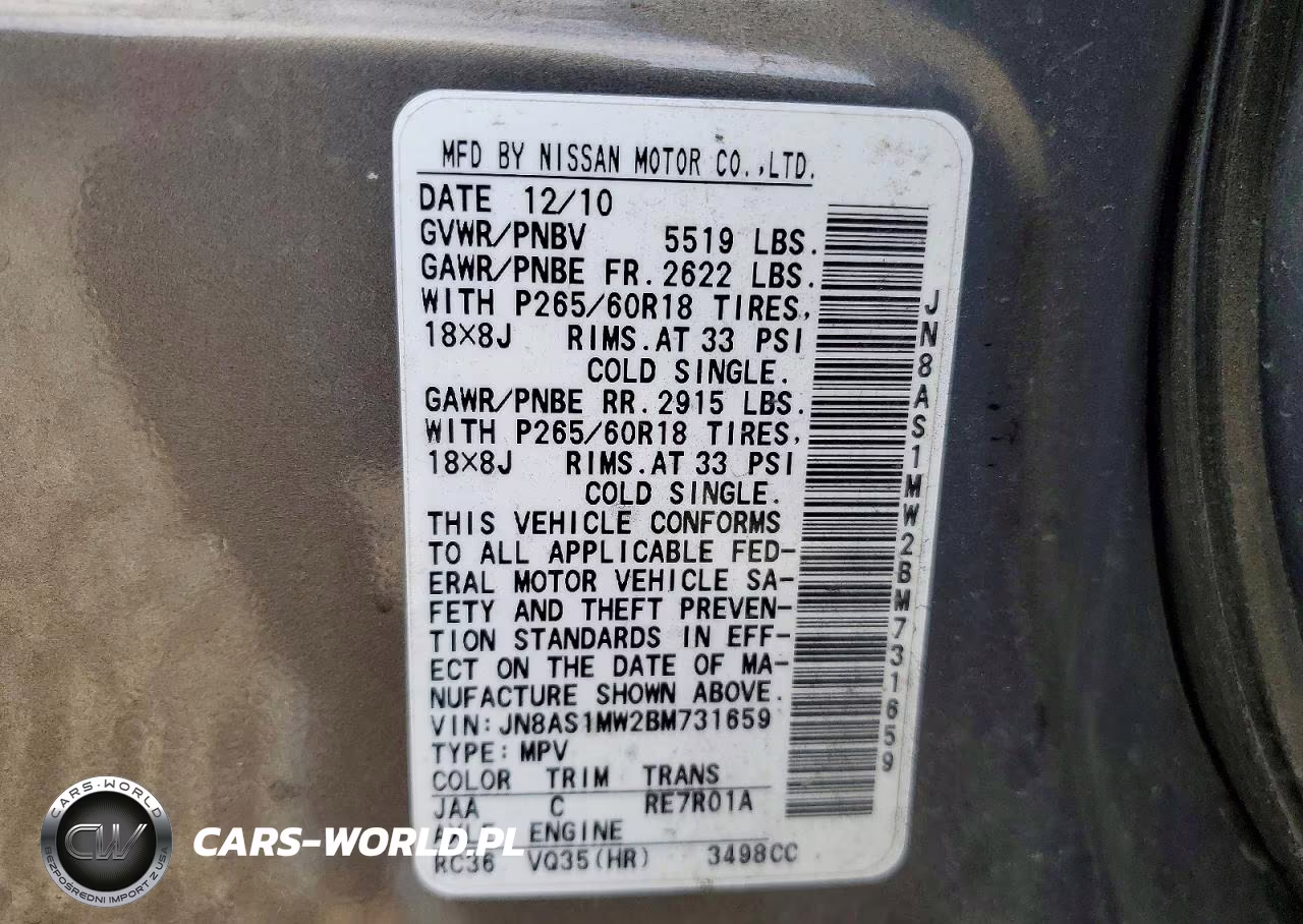 2011 Infiniti Fx35 Base VIN:JN8AS1MW2BM731659 - 13