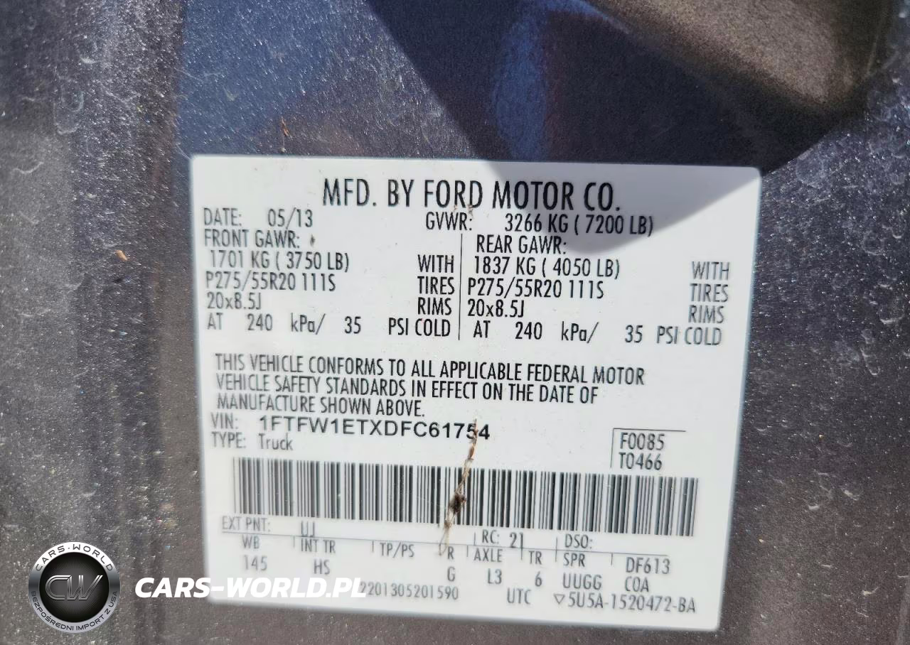2013 Ford F150 Supercrew VIN:1FTFW1ETXDFC61754 - 12