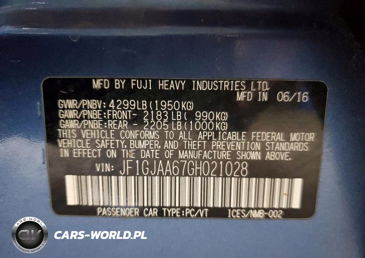 2016 Subaru Impreza VIN:JF1GJAA67GH021028 - 13