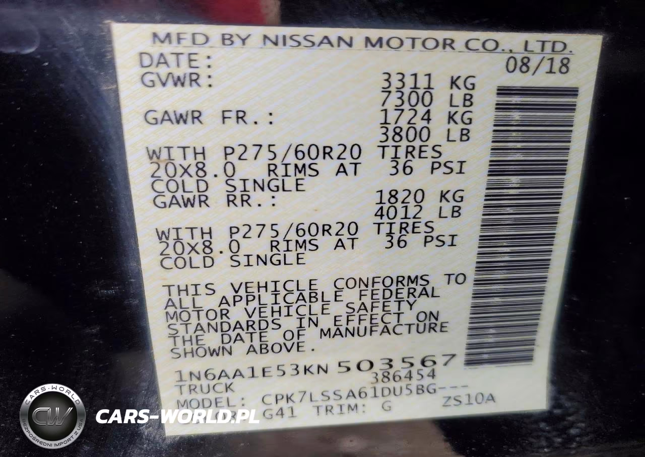 2019 Nissan Titan Sv VIN:1N6AA1E53KN503567 - 12