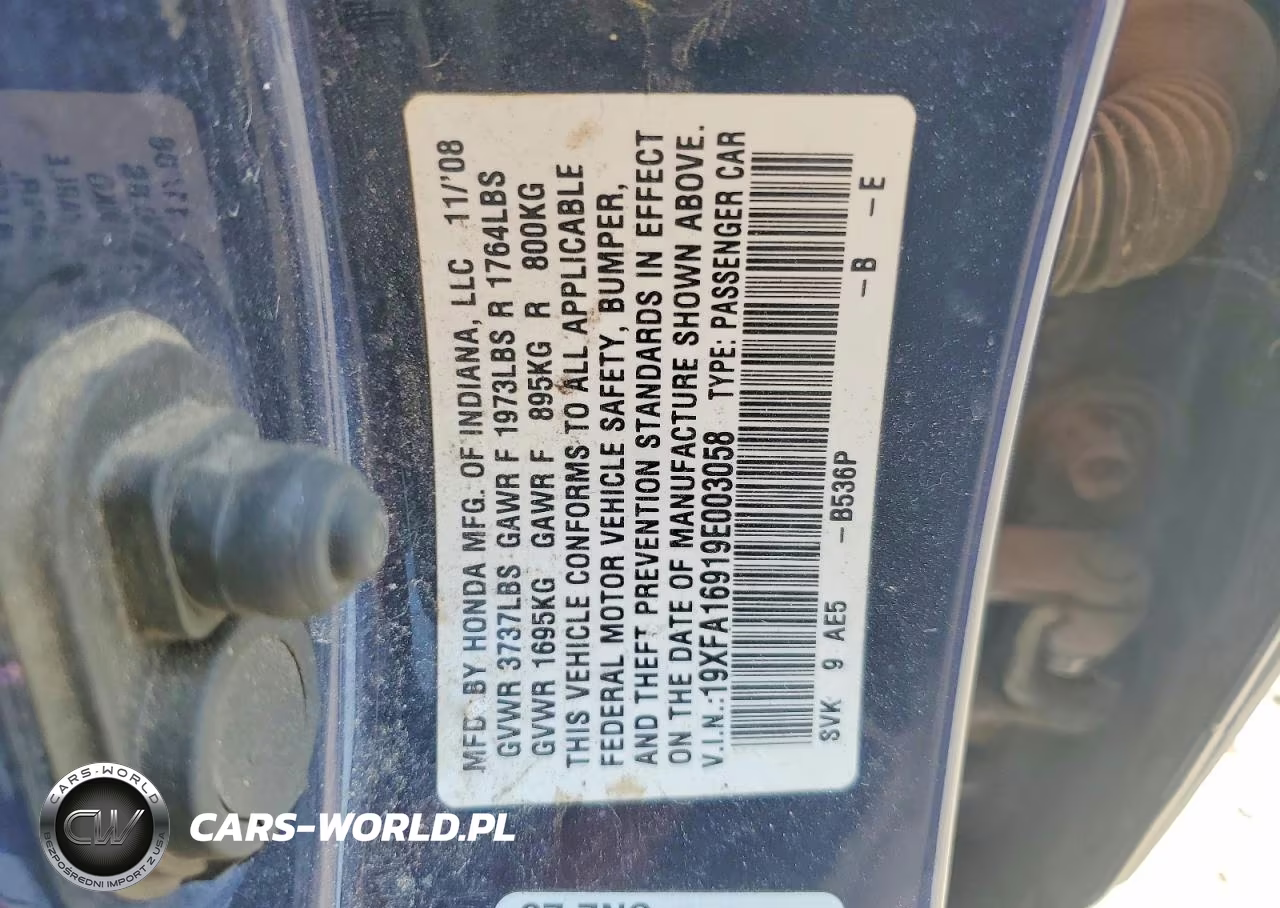 2009 Honda Civic Exl VIN:19XFA16919E003058 - 12