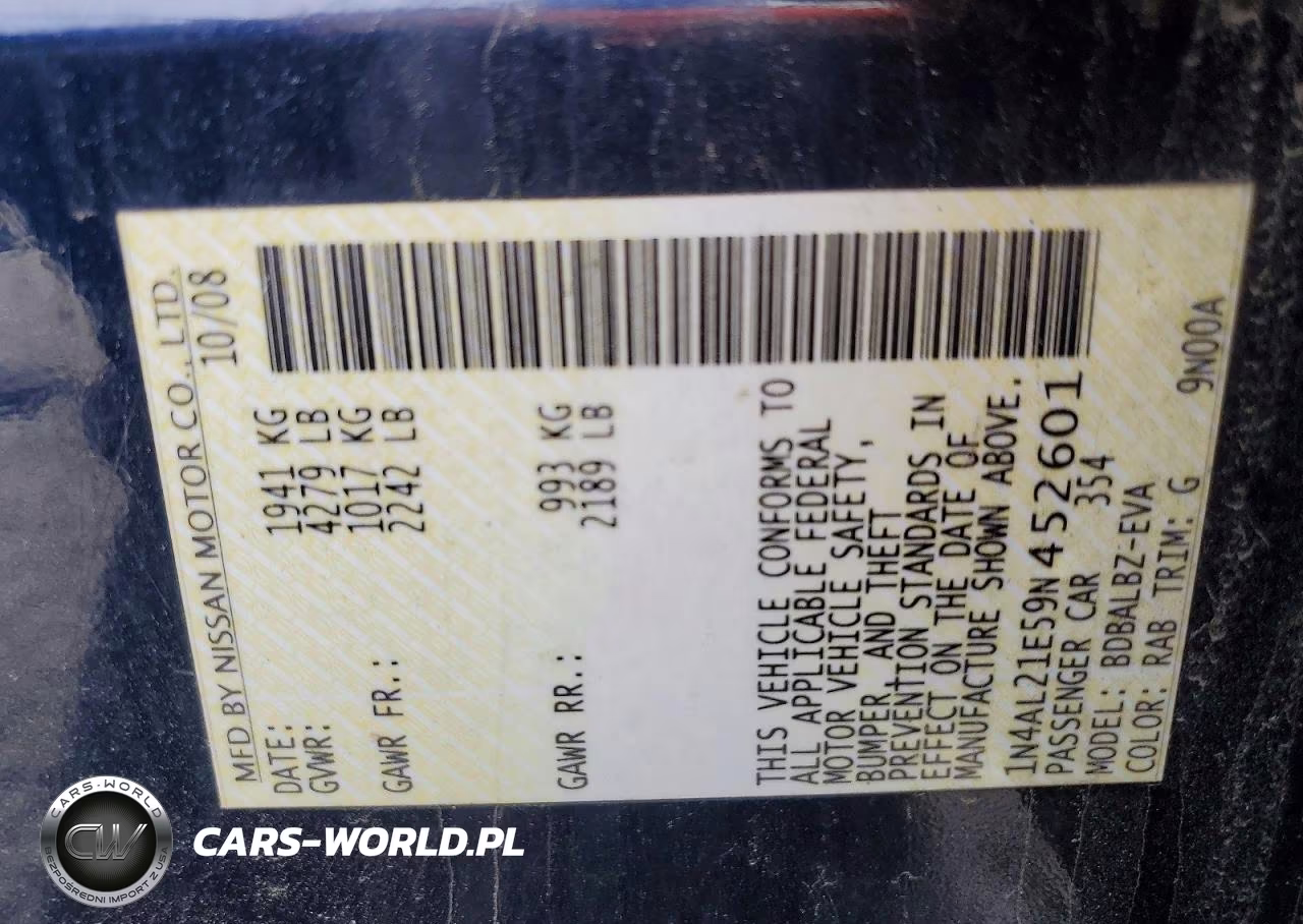 2009 Nissan Altima 2.5 VIN:1N4AL21E59N452601 - 12