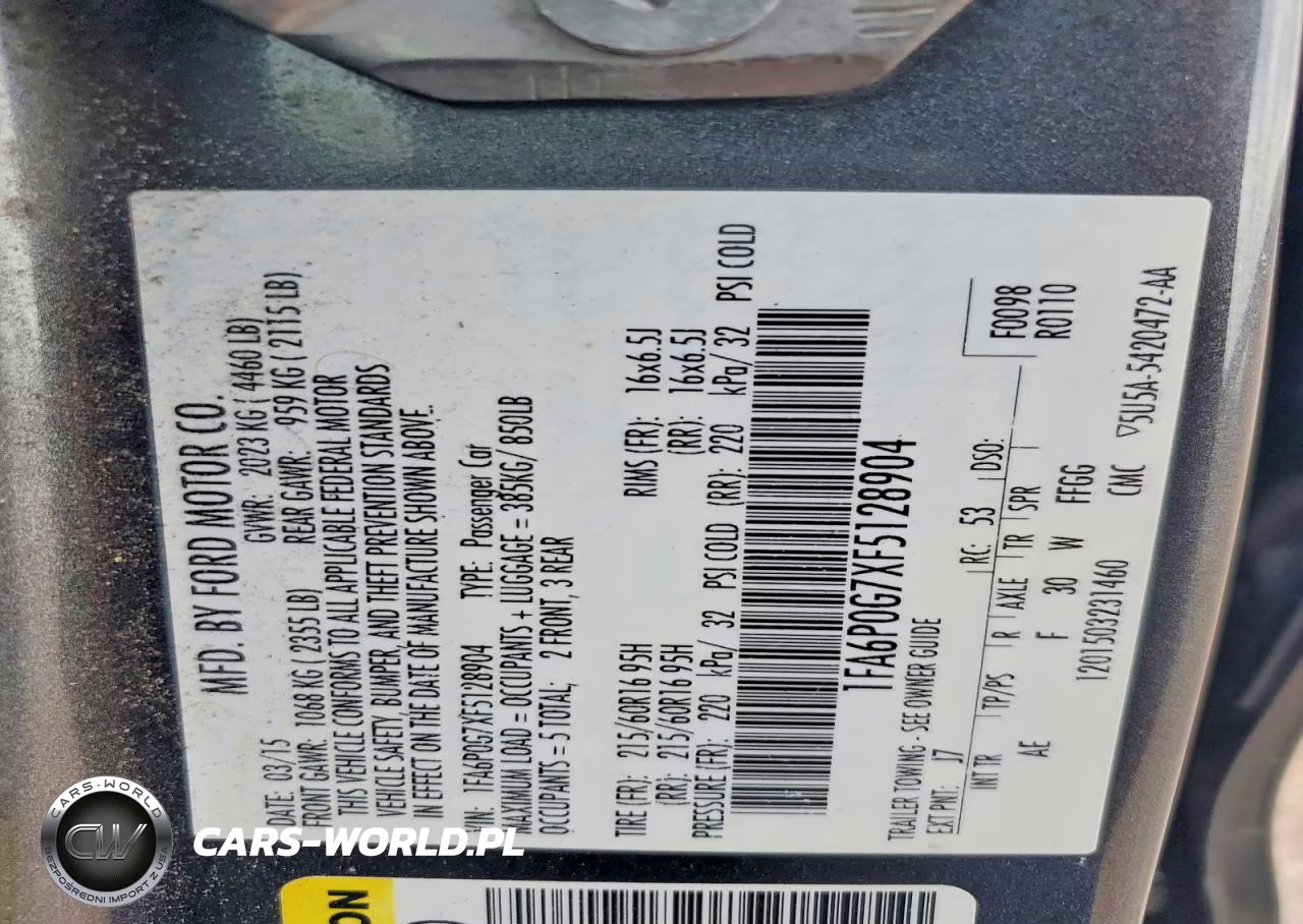2015 Ford Fusion S VIN:1FA6P0G7XF5128904 - 12