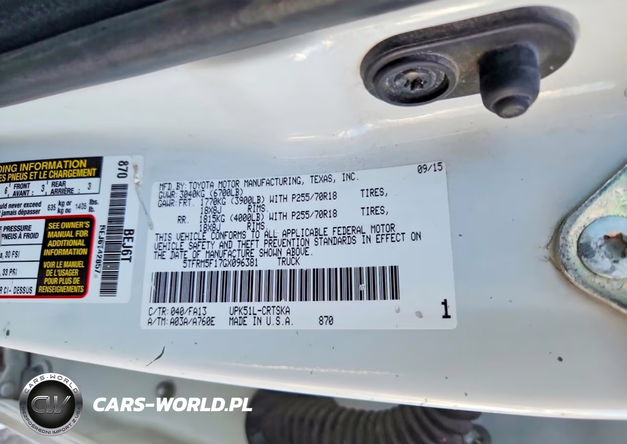 2016 Toyota Tundra Sr VIN:5TFRM5F17GX096381 - 12
