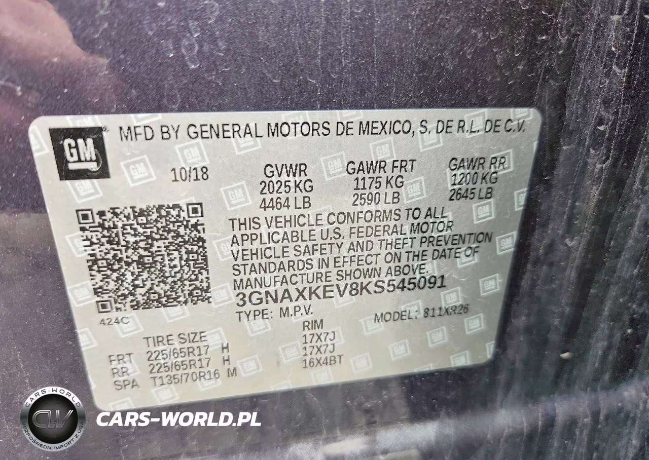 2019 Chevrolet Equinox Lt VIN:3GNAXKEV8KS545091 - 14