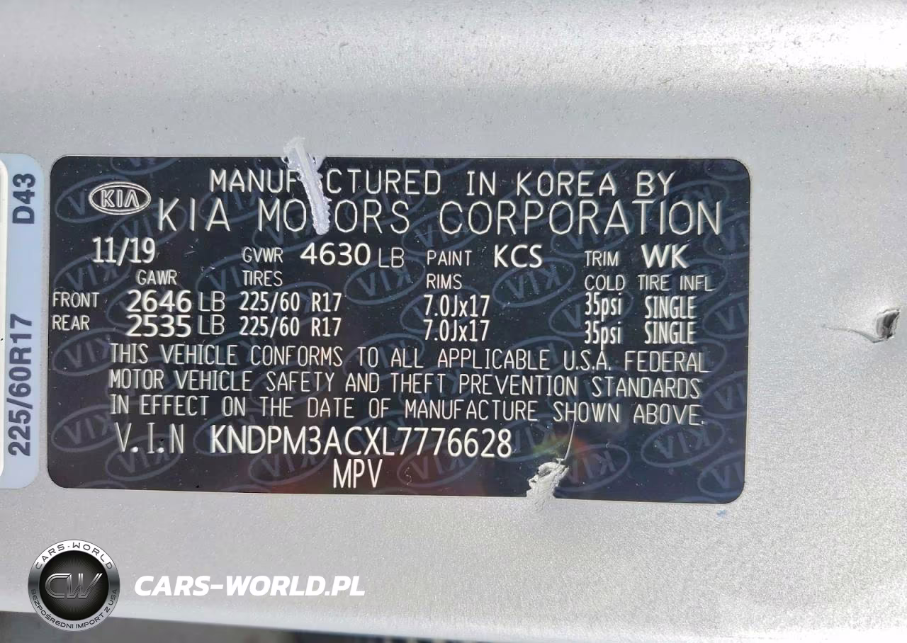 2020 Kia Sportage Lx VIN:KNDPM3ACXL7776628 - 12