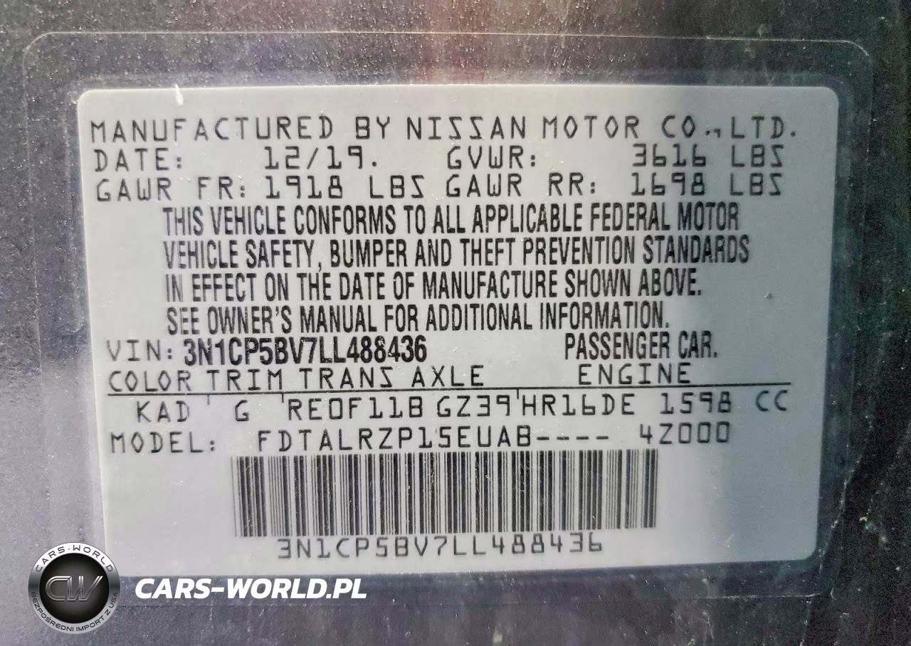 2020 Nissan Kicks S VIN:3N1CP5BV7LL488436 - 13