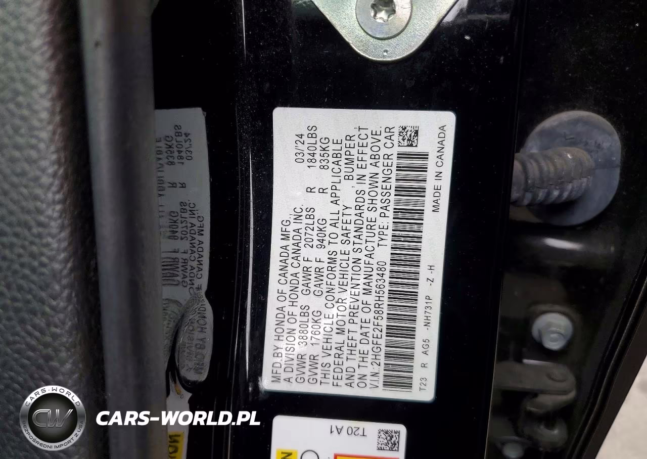 2024 Honda Civic Sport VIN:2HGFE2F58RH563480 - 12