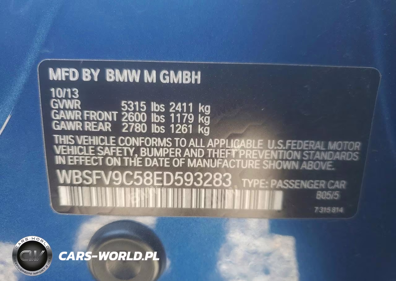 2014 BMW M5 VIN:WBSFV9C58ED593283 - 12