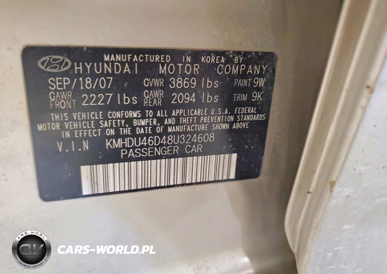 2008 Hyundai Elantra Gls VIN:KMHDU46D48U324608 - 12