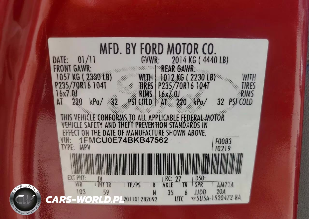 2011 Ford Escape Limited VIN:1FMCU0E74BKB47562 - 13