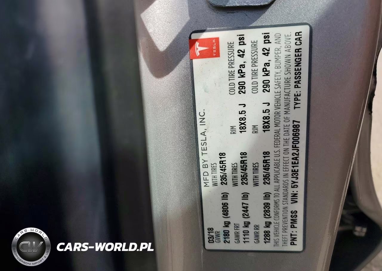 2018 Tesla Model 3 VIN:5YJ3E1EA2JF006987 - 13