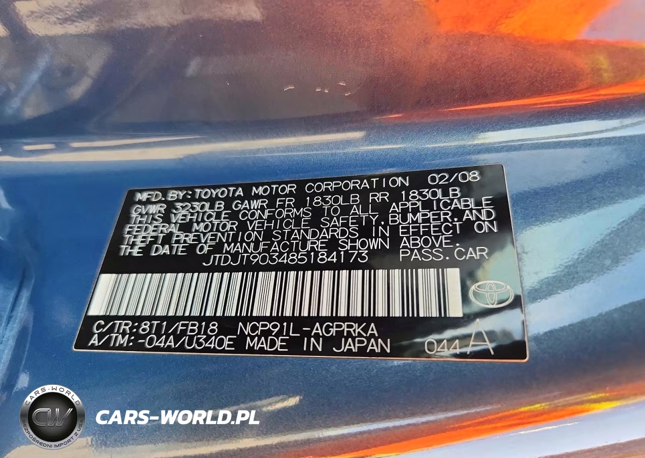 2008 Toyota Yaris Base VIN:JTDJT903485184173 - 12