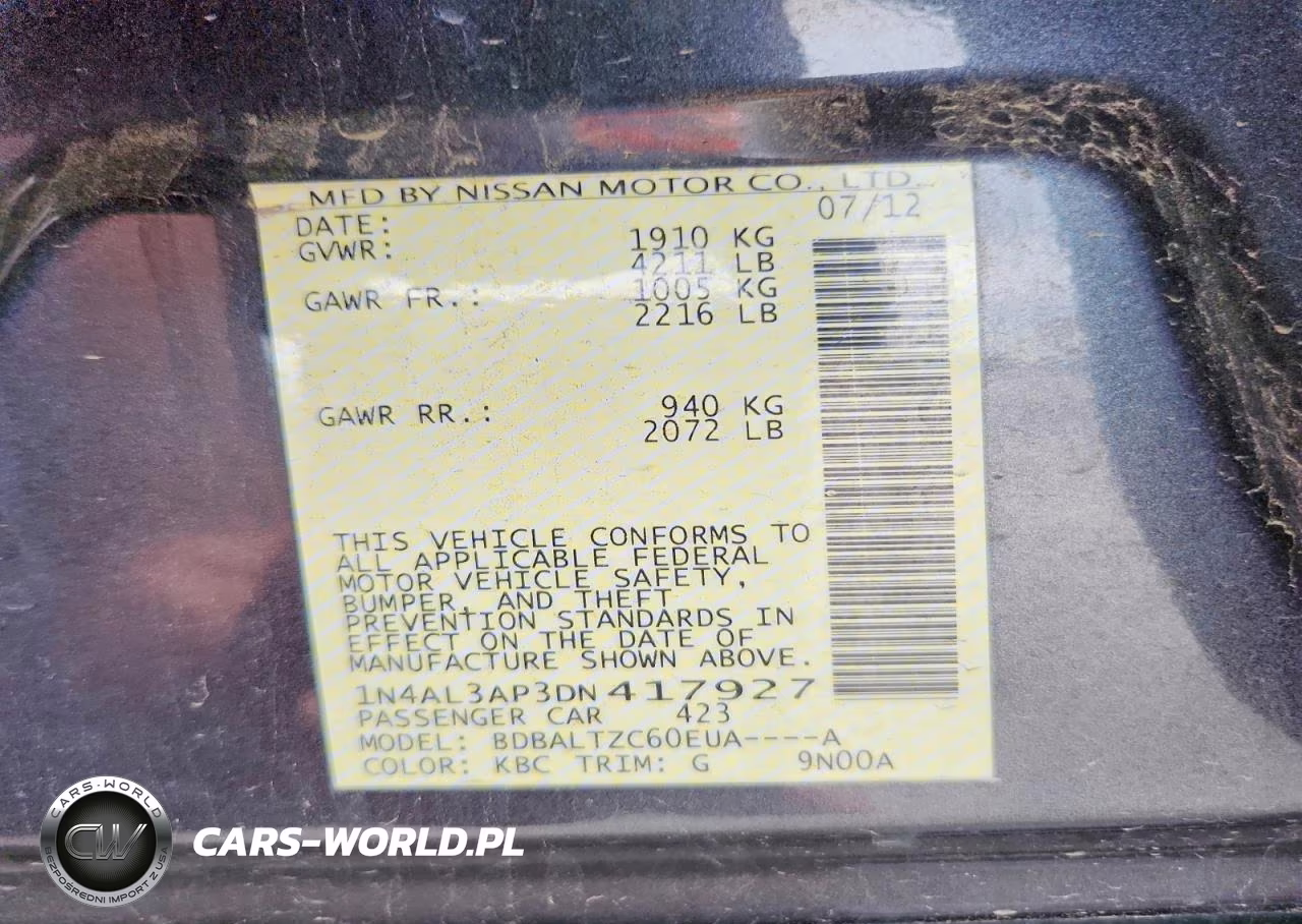 2013 Nissan Altima 2.5 VIN:1N4AL3AP3DN417927 - 13