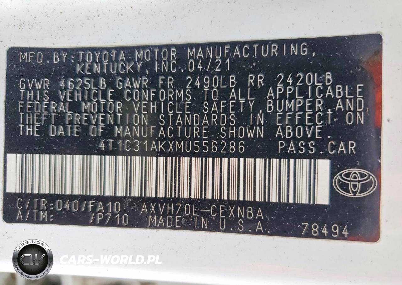 2021 Toyota Camry Hybrid Le VIN:4T1C31AKXMU556286 - 12