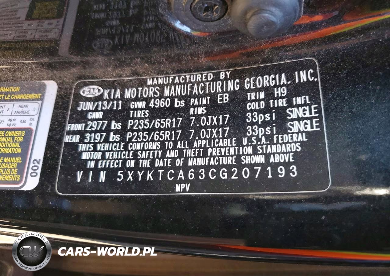 2012 Kia Sorento Lx VIN:5XYKTCA63CG207193 - 13