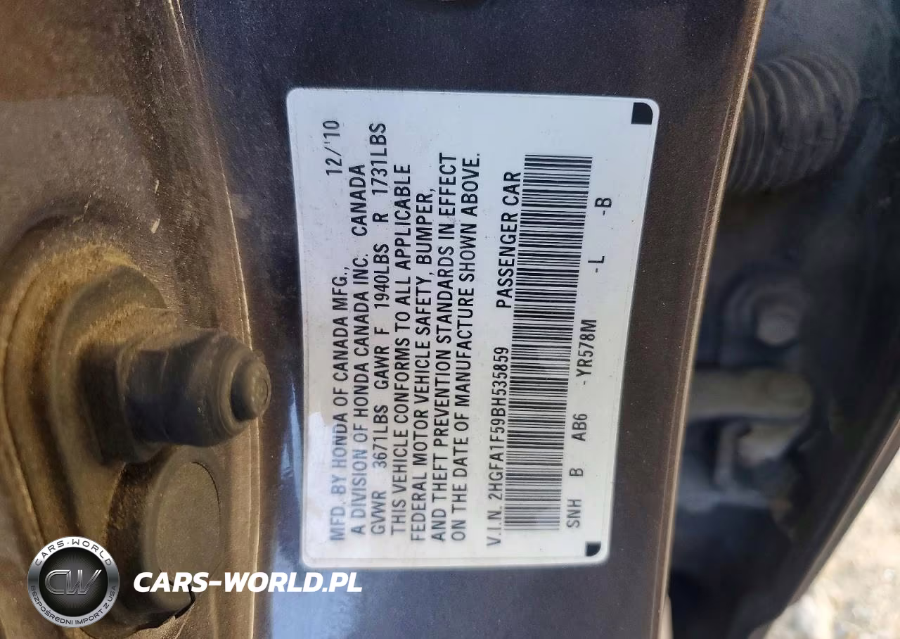 2011 Honda Civic Lx VIN:2HGFA1F59BH535859 - 13