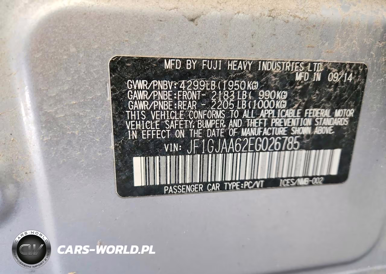 2014 Subaru Impreza VIN:JF1GJAA62EG026785 - 13